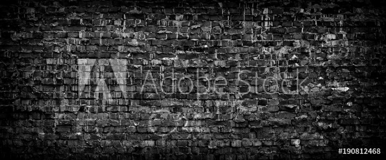 Picture of Black grunge brick wall panoramic background